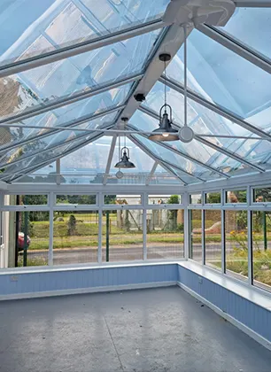 Solar window film installed on large conservatory